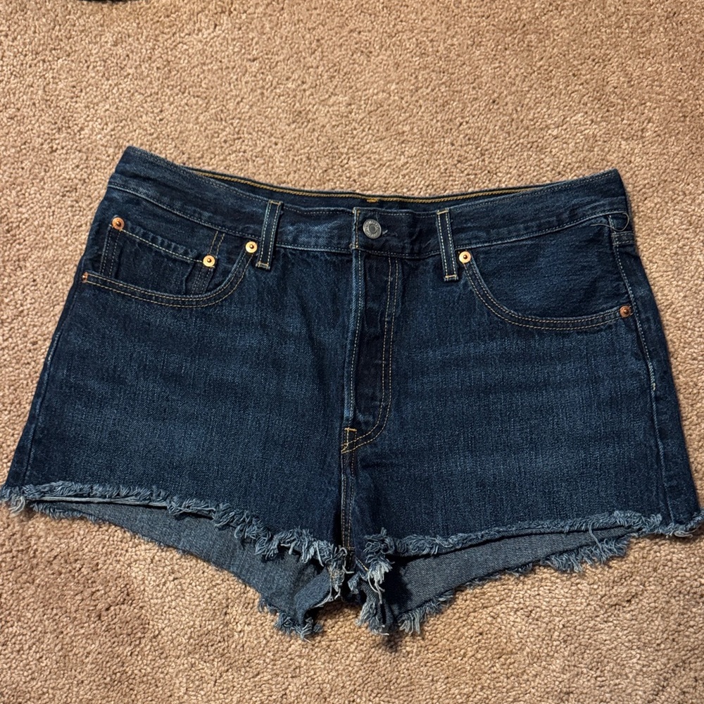 Levi Demin Frayed Hem Women Shorts